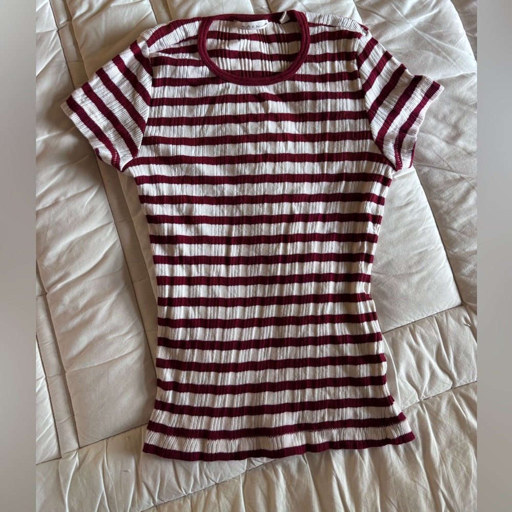 DOEN VIVI TEE -- AUBURN SAN SIMEON STRIPE